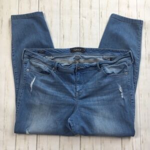Torrid Luxe Skinny Blue Denim Light Wash Distressed Jeans 24 Regular